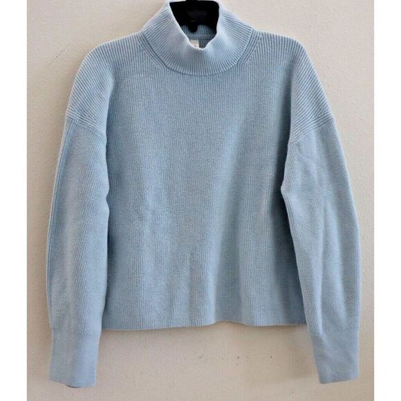 Lululemon Women's Sz 14 Blue Merino Wool-Blend Ribbed Turtleneck Sweater - Picture 1 of 9